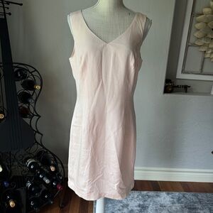 Hugo Buscati Dress Women's V- Neck Light Pink Silk Sheath Mini Dress Size 12